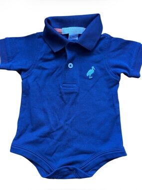 TBBC | Navy Prime & Proper  Polo Onesie with Blue Logo | Pima Cotton